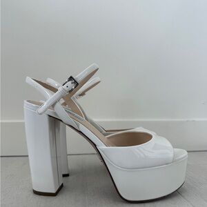 Prada White High Platform Sandals size 37